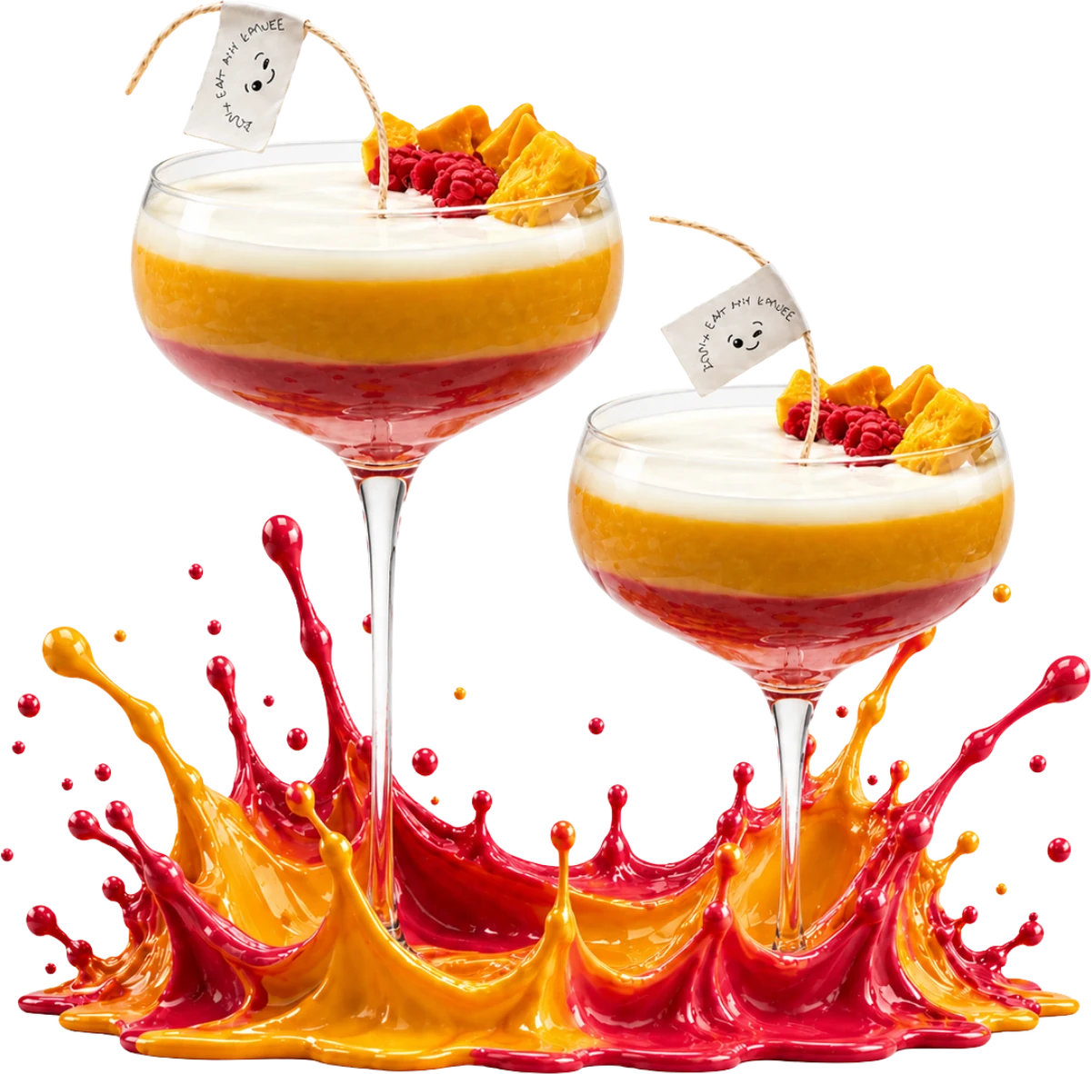 Sienna, Raspberry Mango Martini: triple pour and double pour